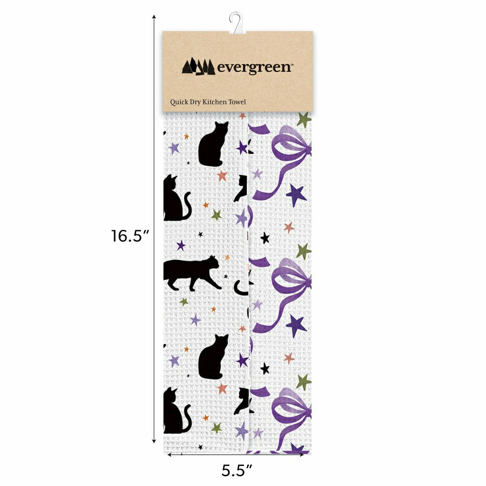 Haunted House Cats and Bows Quick Dry Kitchen Towel, Pet, 30"L x 18"W | Plow & Hearth