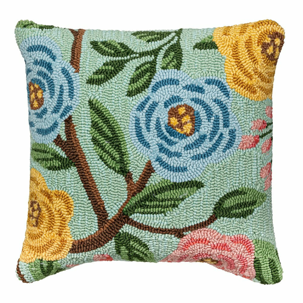 What She Shed Bloom Indoor/Outdoor Hooked Pillow 18"x18" | Plow & Hearth