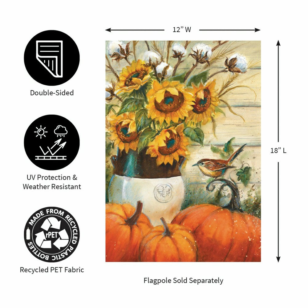 Cotton & Sunflowers Suede Garden Flag | Plow & Hearth