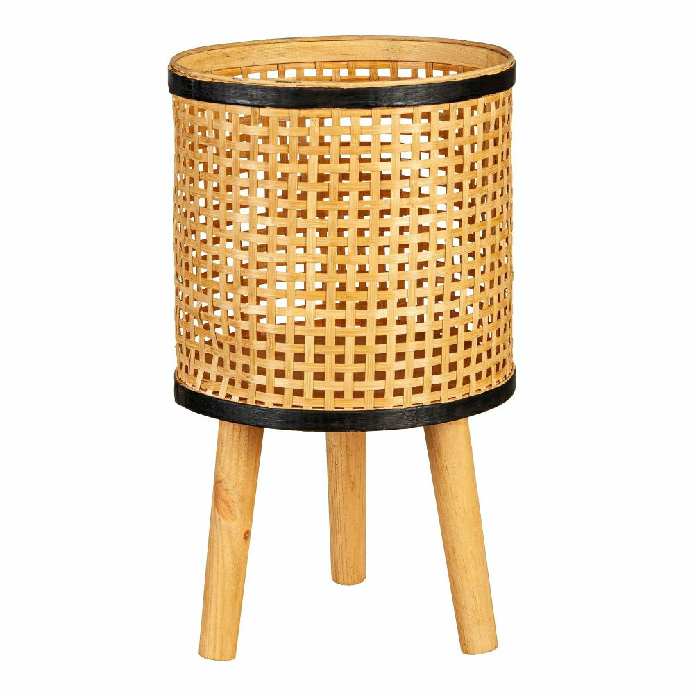 VivaStyle Planters, Wood, Woven Bamboo and Plywood Planter with Legs, | Plow & Hearth
