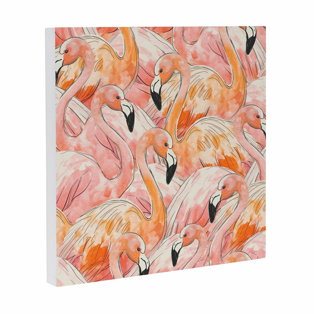 Palm Beach Flamingo Indoor Wall Décor, Wood, 12"x12" | Plow & Hearth