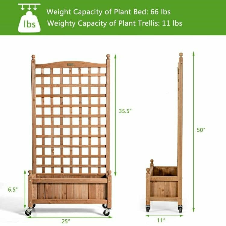 Solid Wood Raised Garden Bed with Trellis | Plow & Hearth