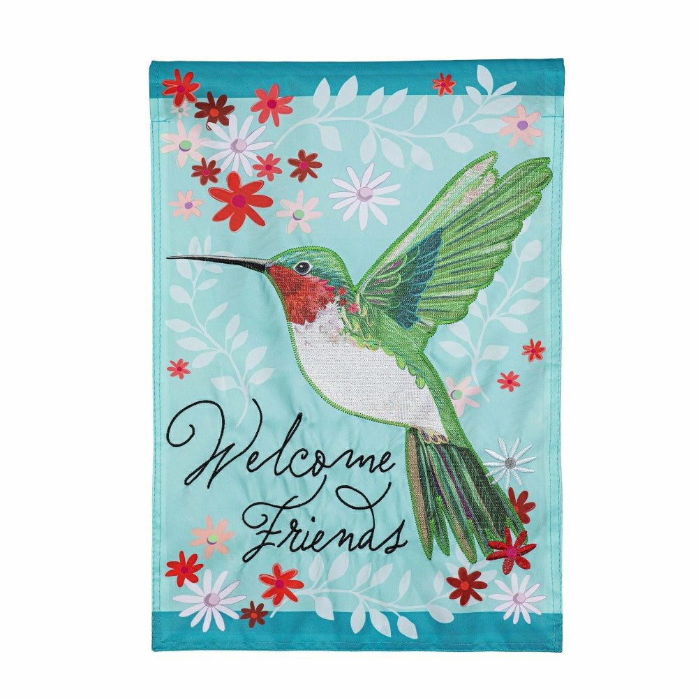 Hummingbird Welcome Applique Garden Flag | Plow & Hearth