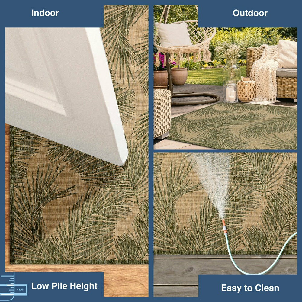 Liora Manne Carmel Fronds Indoor/Outdoor Area Rug Green 4'10" x 7'6" | Plow & Hearth