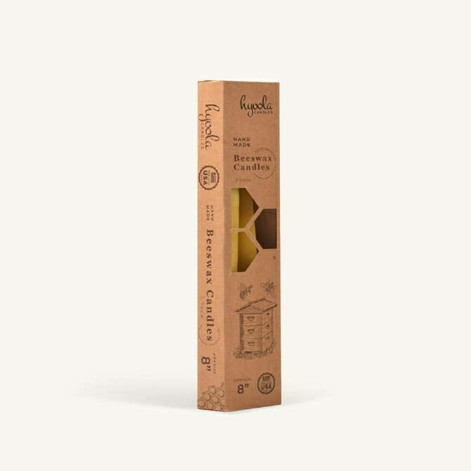 Yellow Beeswax Candles - 8 inch - 4 Pack | Plow & Hearth