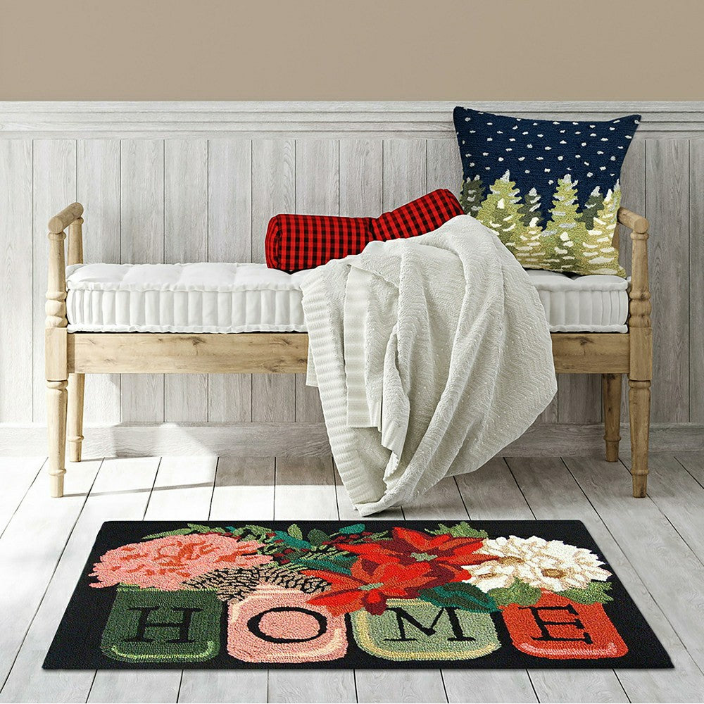 Indoor/Outdoor Hand-Hooked Holiday Bouquet Accent Rug, 24" x 36" | Plow & Hearth