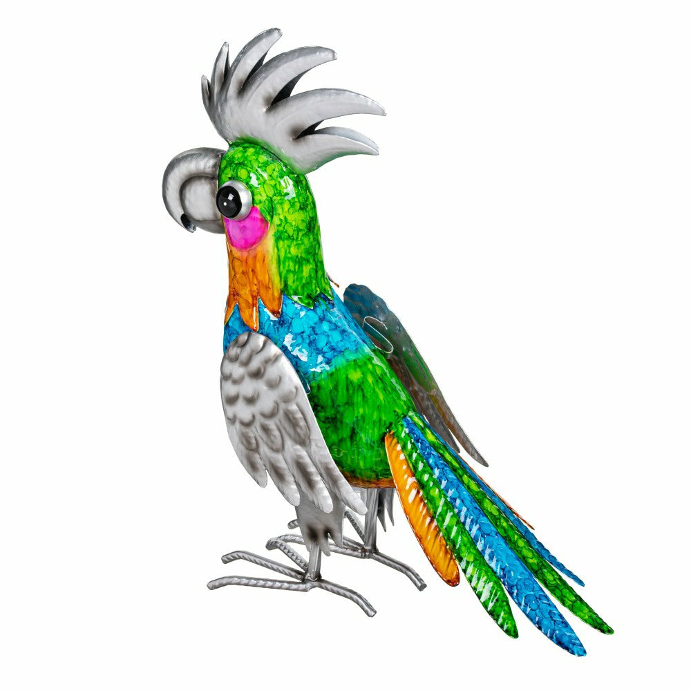 Metal Gradient Parrot Garden Statue, 14"H | Plow & Hearth