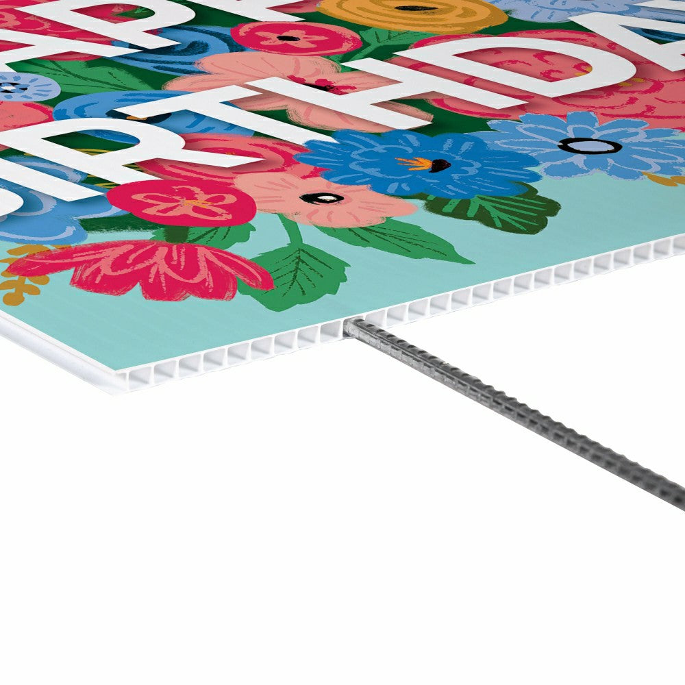This Calls For Cake Yard Sign with H-Stake, "Happy Birthday", 24"x18" | Plow & Hearth