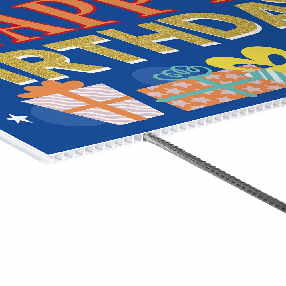 This Calls For Cake Yard Sign with H-Stake, "Happy Birthday", 24"x18" | Plow & Hearth