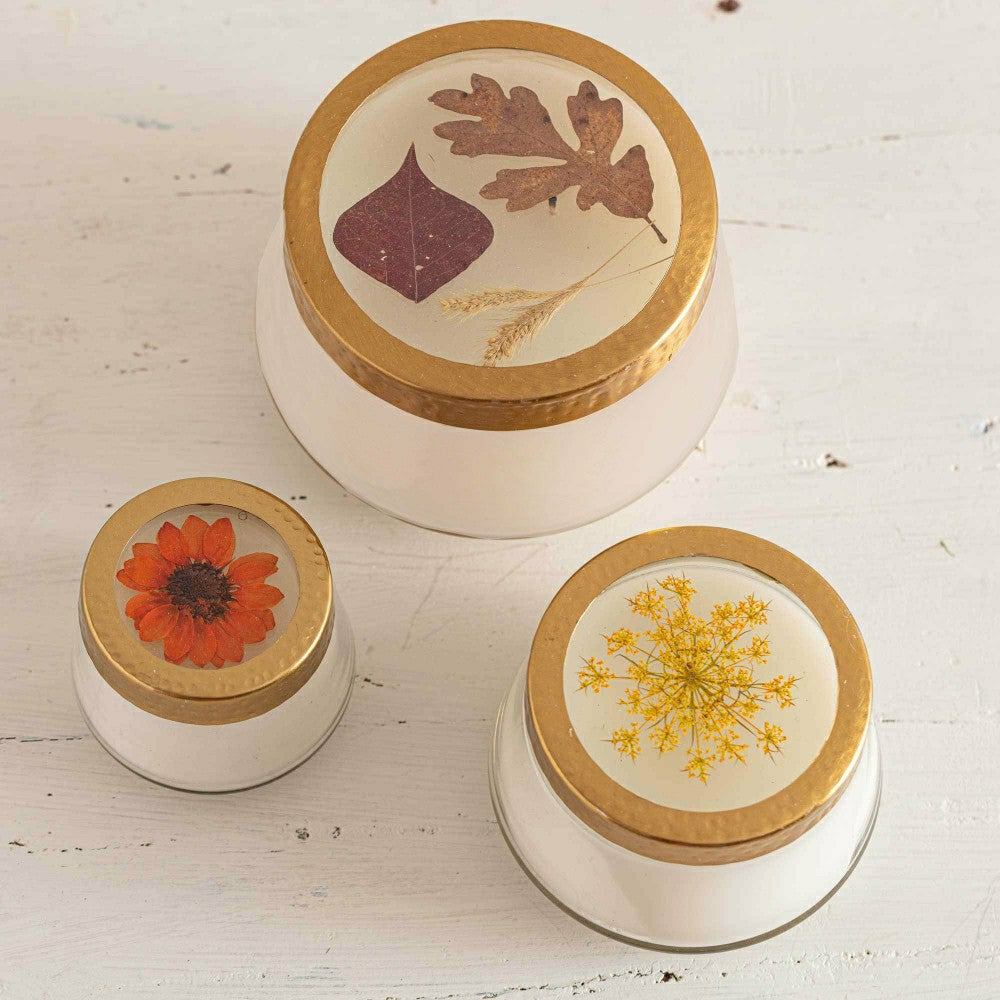 Accent Pressed Floral Candle - Harvest Pumpkin | Plow & Hearth