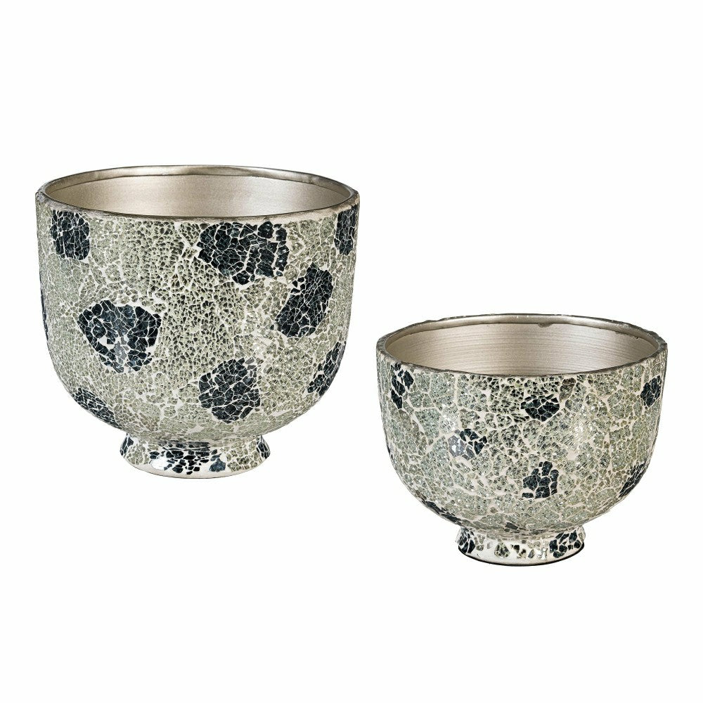 Season to Sparkle Planters, Mosaic Glass Bowl Planters, Nested Set of | Plow & Hearth