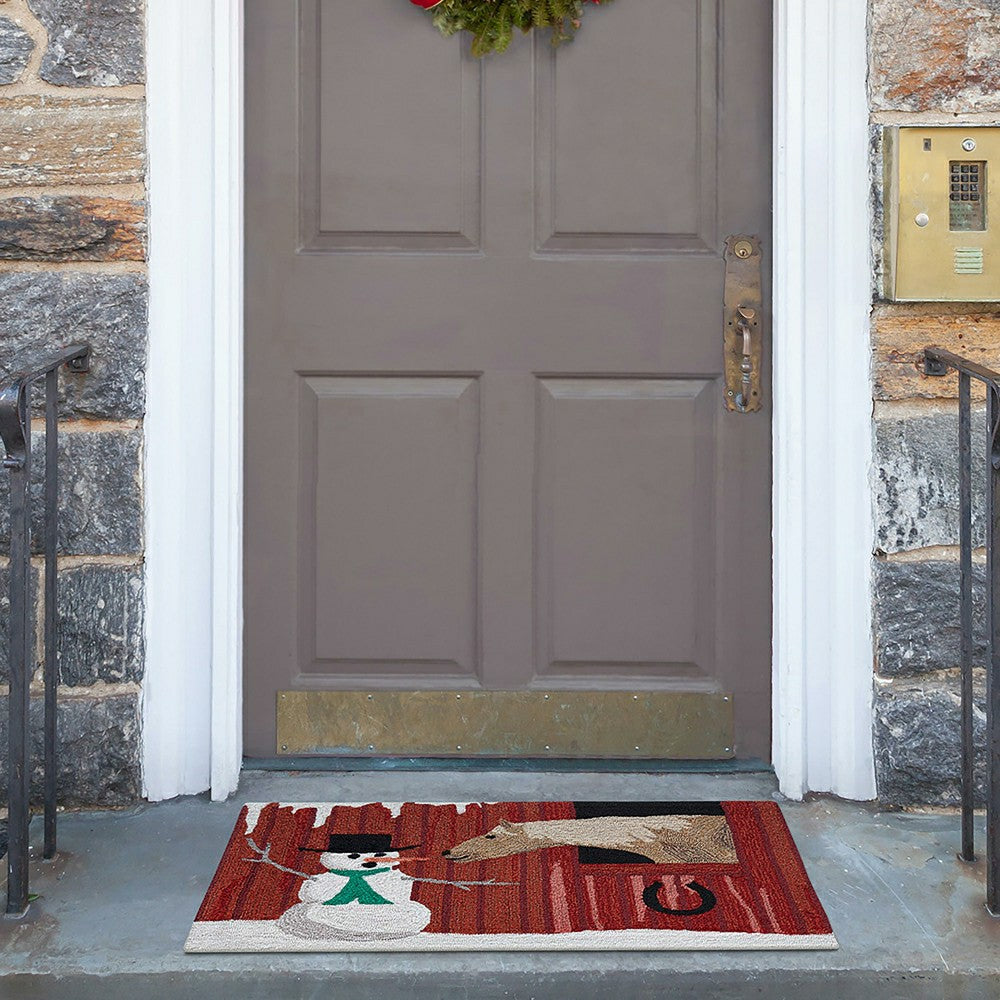 Indoor/Outdoor Hand-Hooked Horsing Around Accent Rug, 20" x 30" | Plow & Hearth