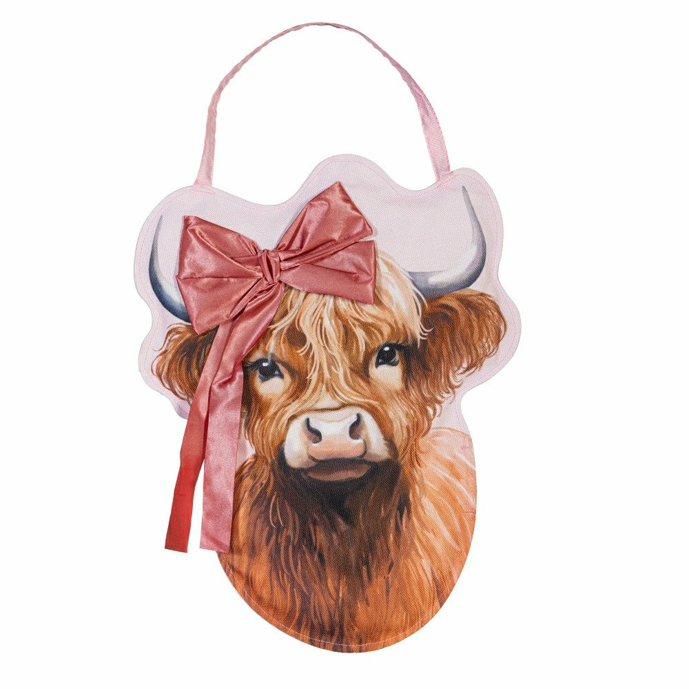 Blossom The Bowtiful Highland Cow Door Decor | Plow & Hearth