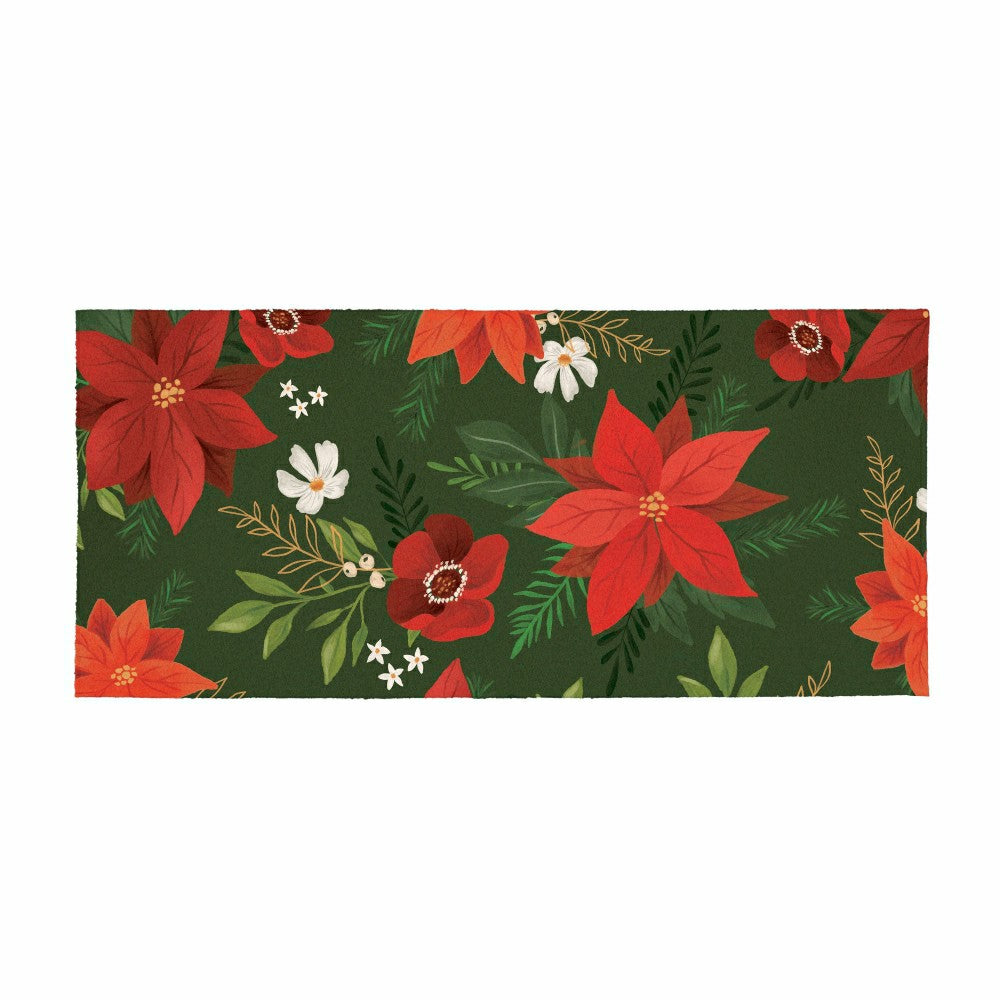 Flocked Coir Sassafras Switch Mat,Flower with Leaf, 22"x10" | Plow & Hearth