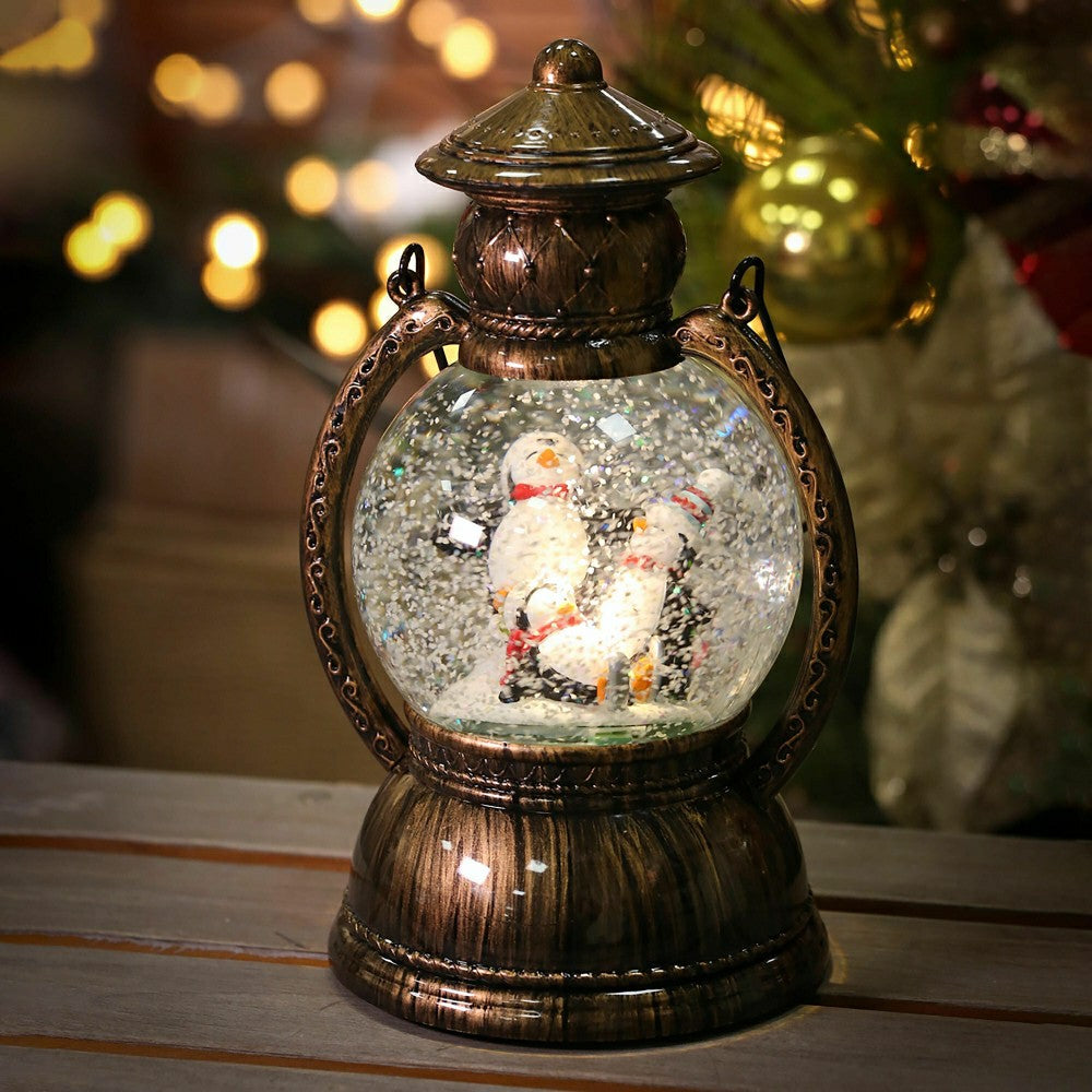 LED Musical Polyresin Water Globe Lantern with Holiday Scene Table Dec | Plow & Hearth