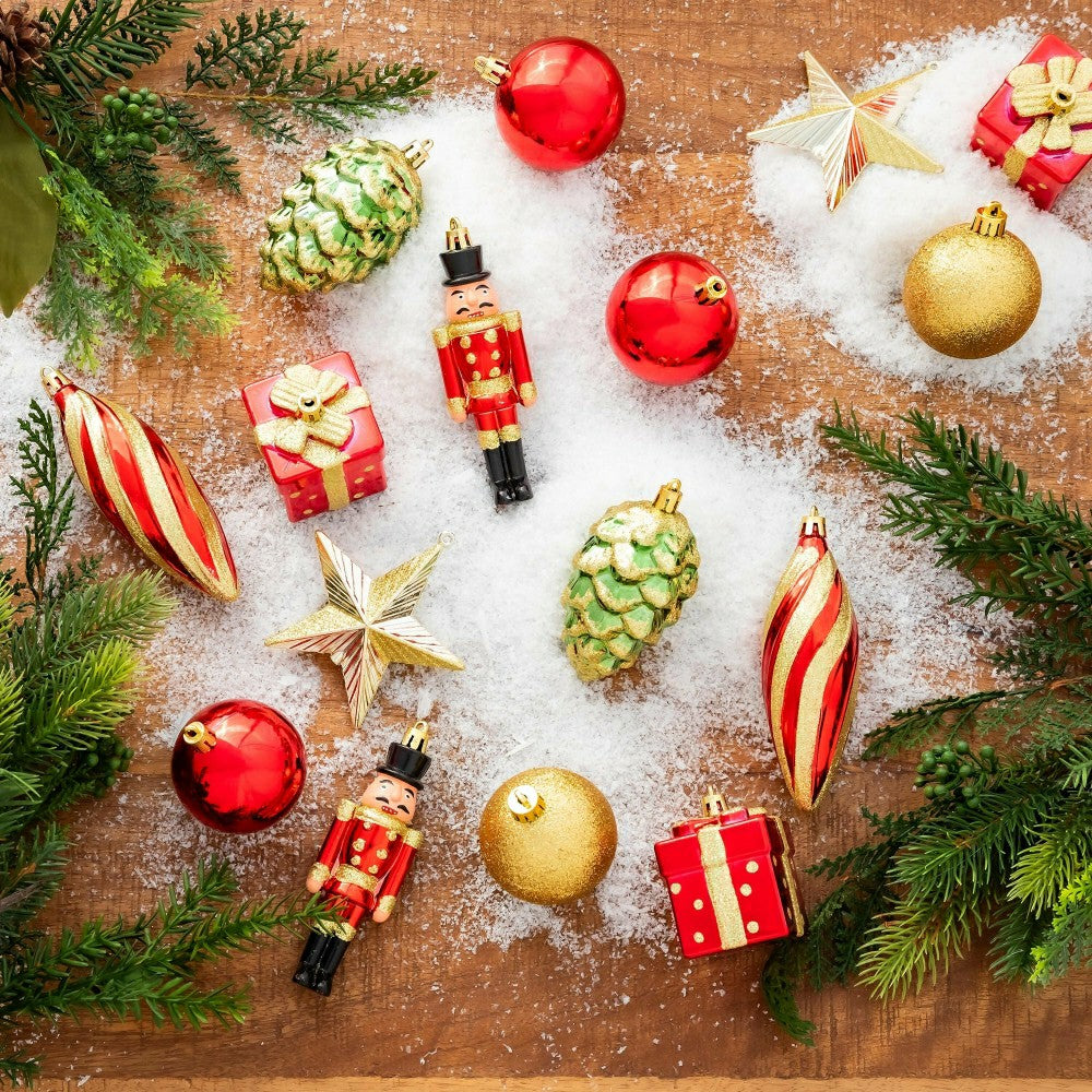 Red/Gold Shatterproof Christmas Tree Ornaments, 20 pc. | Plow & Hearth