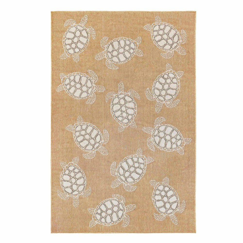 Indoor/Outdoor Textured Sea Turtles Polypropylene Rug, 4'10" x 7'6" | Plow & Hearth