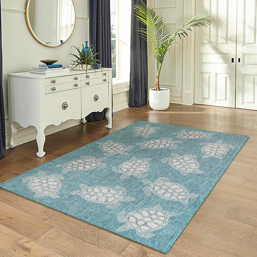 Indoor/Outdoor Textured Sea Turtles Polypropylene Rug, 39" x 59" | Plow & Hearth