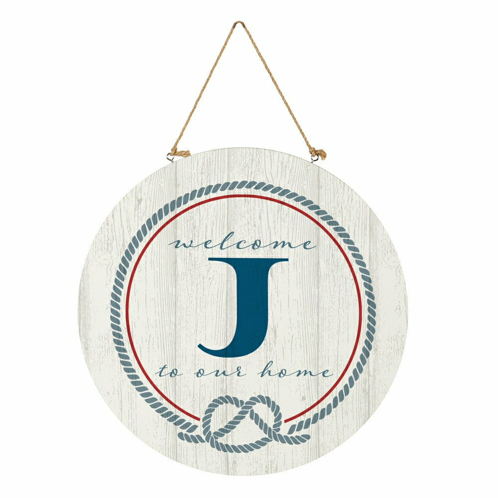 Coastal Door Décor Monogram White 18" J | Plow & Hearth