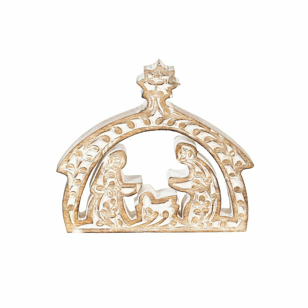 Nativity Table Décor Nativity Embossed Wood, 7.75"L | Plow & Hearth