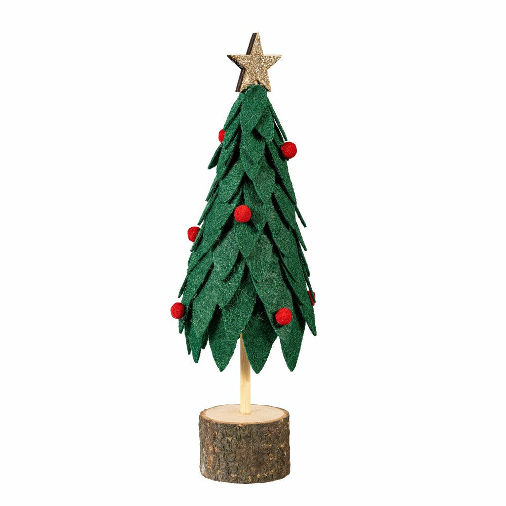 Woodland Storybook Table Décor Fabric and Wood Christmas Tree, 8.75"H | Plow & Hearth