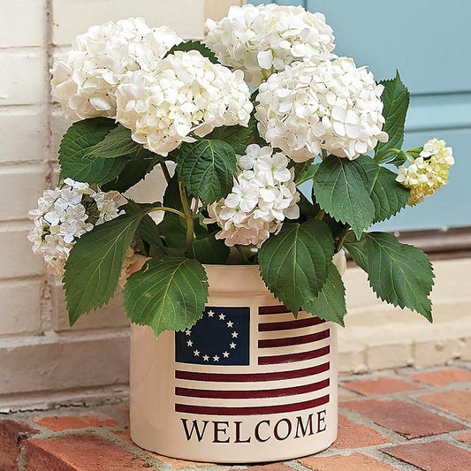 USA-Made Americana Welcome Stoneware Crock | Plow & Hearth