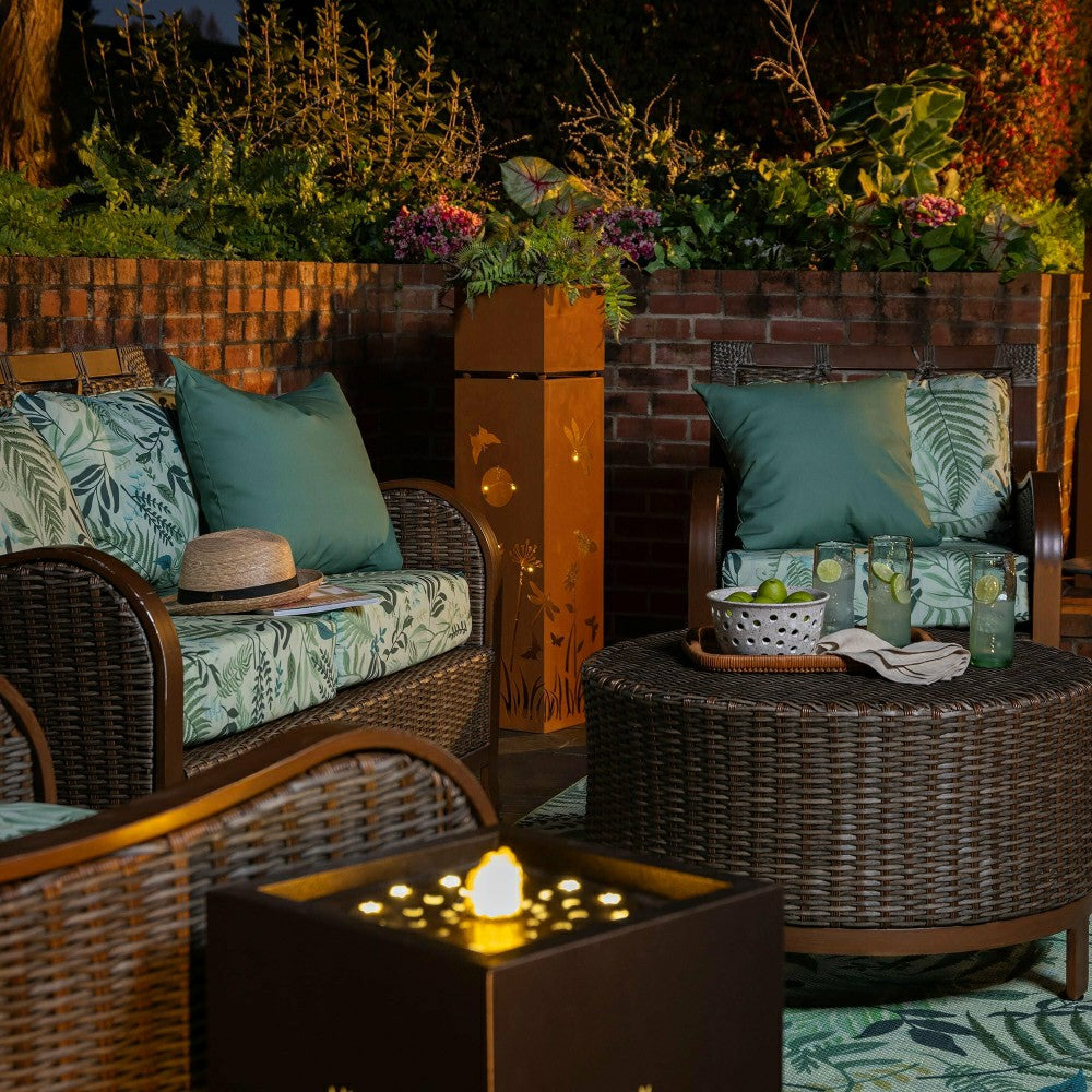 Indoor/Outdoor Lighted Metal Planter with Dragonfly Design | Plow & Hearth