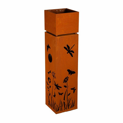 Indoor/Outdoor Lighted Metal Planter with Dragonfly Design | Plow & Hearth