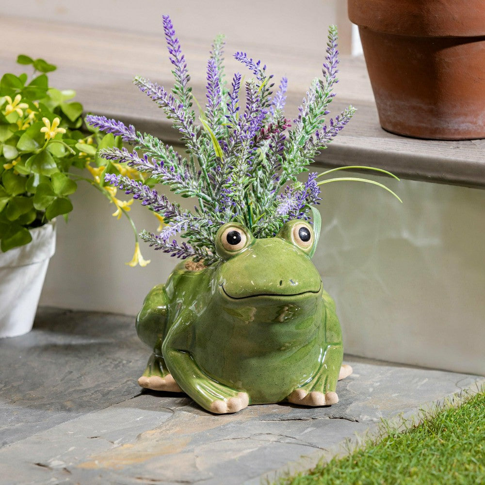 Pollinator Garden Planter, Ceramic Frog | Plow & Hearth