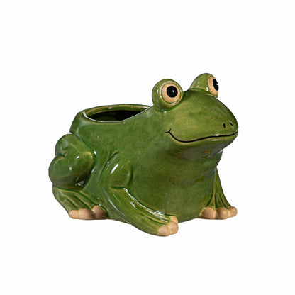 Pollinator Garden Planter, Ceramic Frog | Plow & Hearth