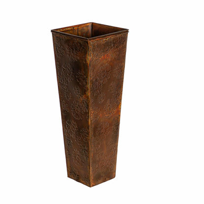 Embossed Metal Front Door Planter, Burnt Copper Sunflowers | Plow & Hearth