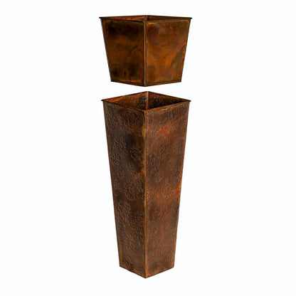 Embossed Metal Front Door Planter, Burnt Copper Sunflowers | Plow & Hearth