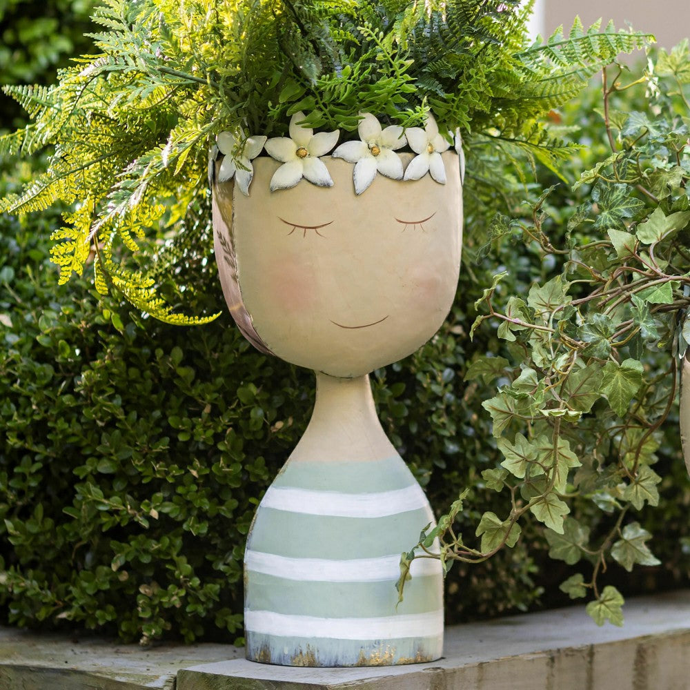 Pastel Head Planter, Striped | Plow & Hearth