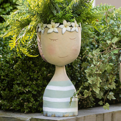 Pastel Head Planter, Striped | Plow & Hearth