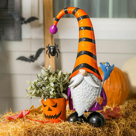 Metal Halloween Gnome Garden Planter | Plow & Hearth