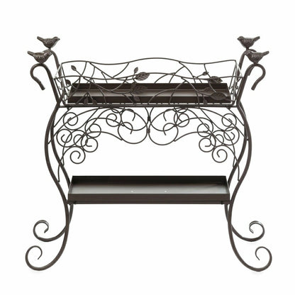 Two-Shelf Cast Iron Plant Stand with Birds | Plow & Hearth