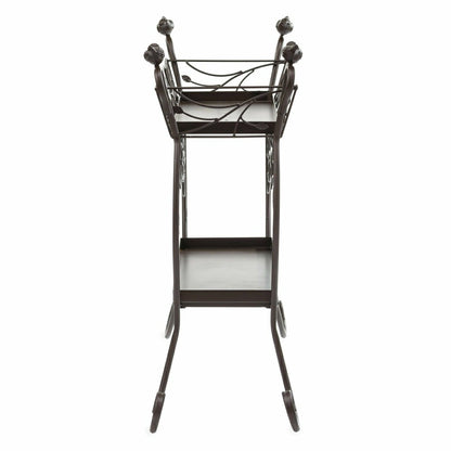 Two-Shelf Cast Iron Plant Stand with Birds | Plow & Hearth