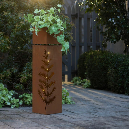 Indoor/Outdoor Lighted Metal Planter with Fern Design | Plow & Hearth