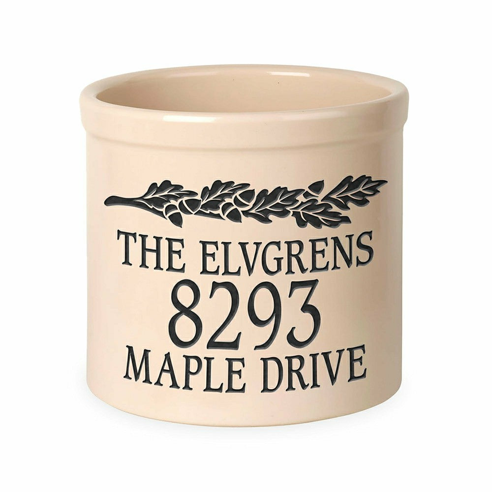 Acorn Personalized Address Crock With Name And House Number | Plow & Hearth