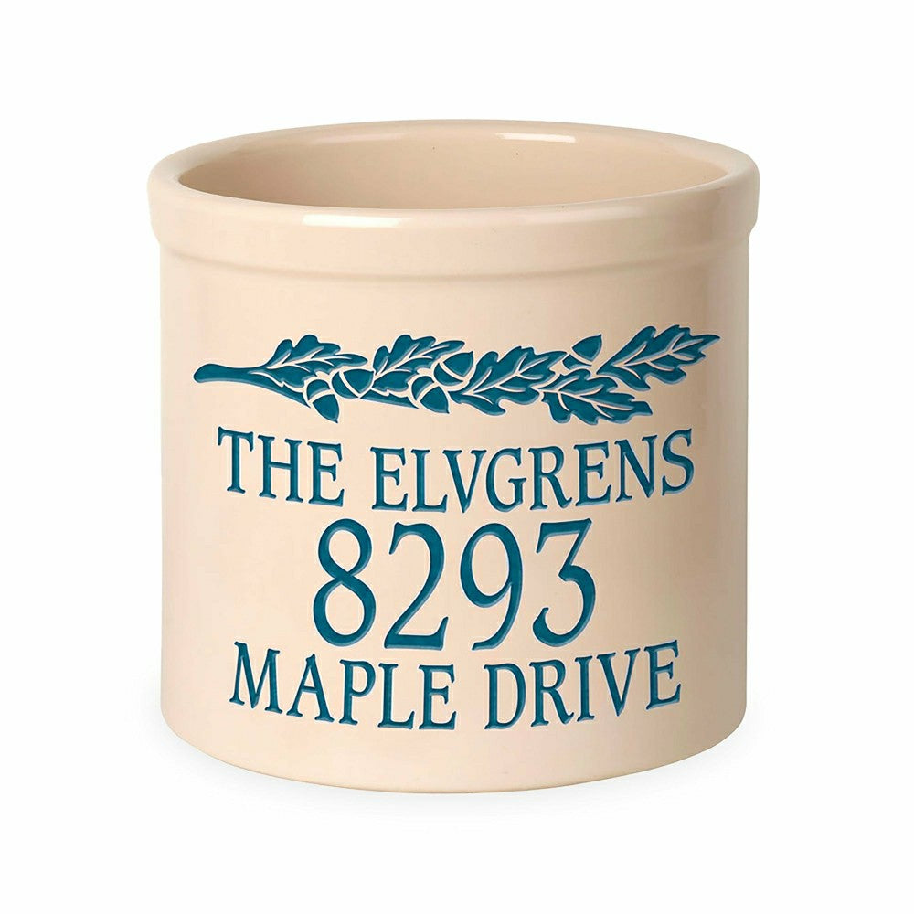 Acorn Personalized Address Crock With Name And House Number | Plow & Hearth