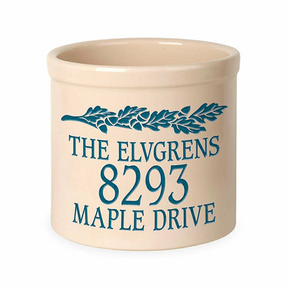 Acorn Personalized Address Crock With Name And House Number | Plow & Hearth