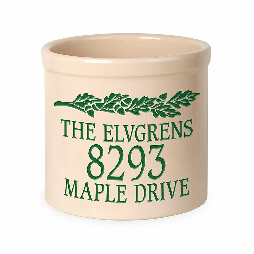 Acorn Personalized Address Crock With Name And House Number | Plow & Hearth