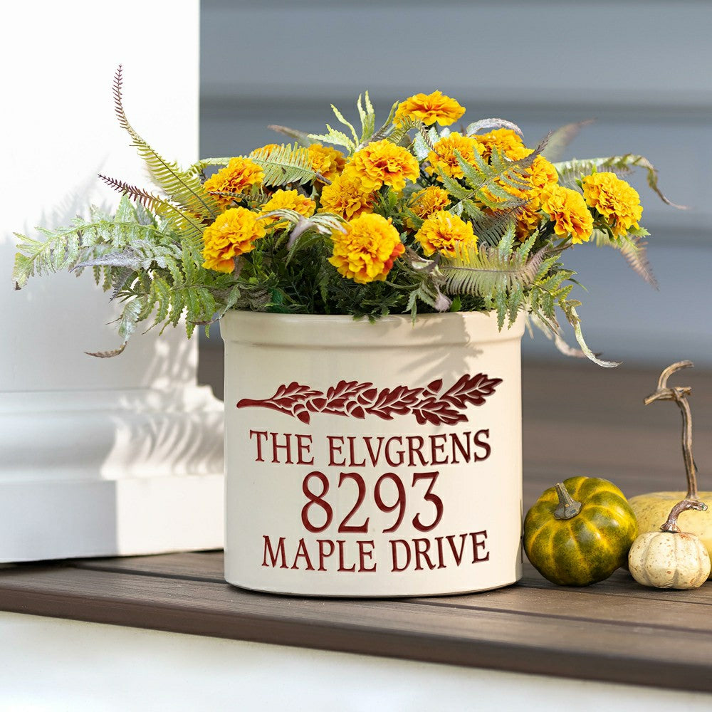 Acorn Personalized Address Crock With Name And House Number | Plow & Hearth