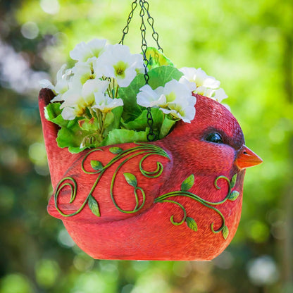 Hanging Portly Bird Planter, red cardinal | Plow & Hearth