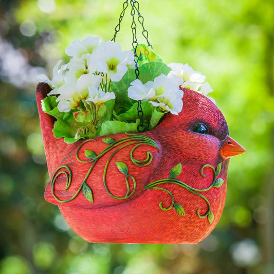 Hanging Portly Bird Planter, red cardinal | Plow & Hearth