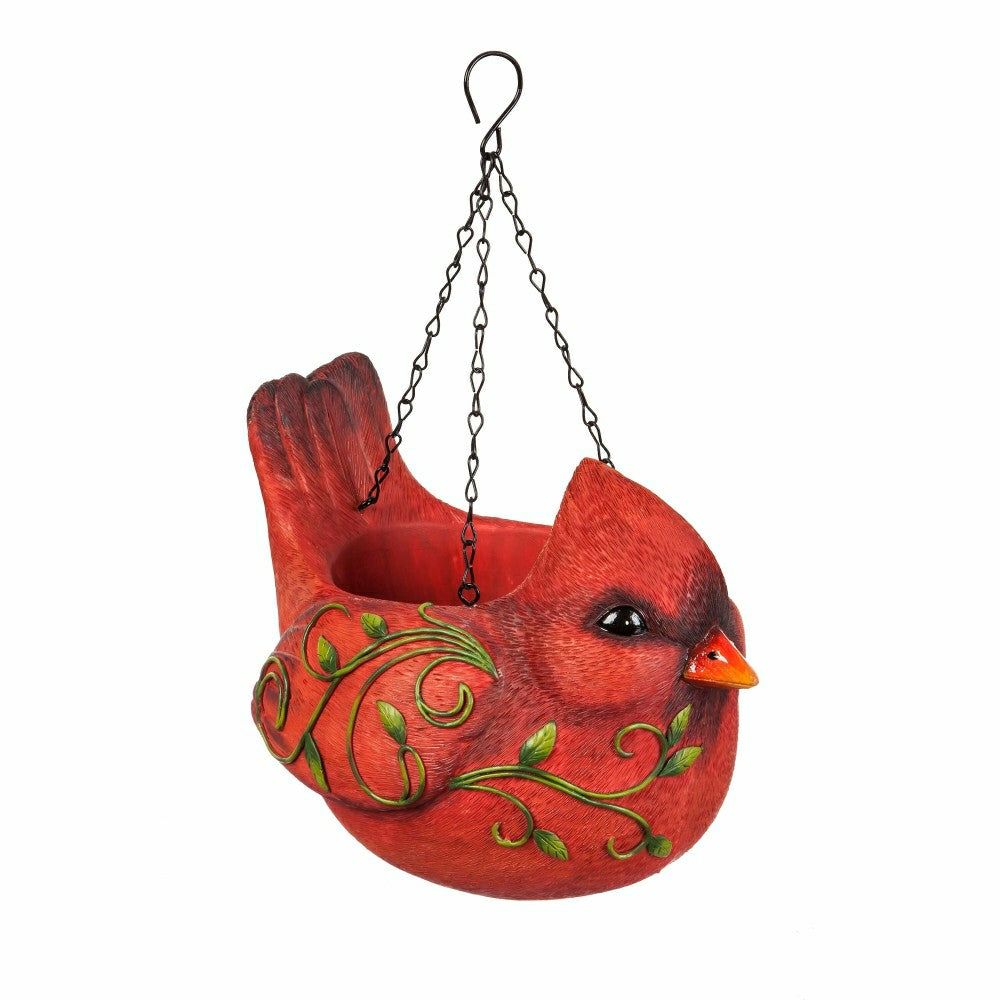 Hanging Portly Bird Planter, red cardinal | Plow & Hearth