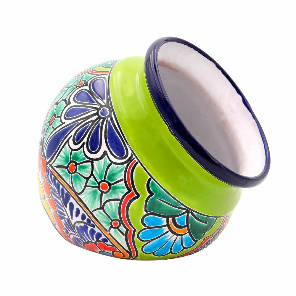 Green Talavera Tilted Chata Planter, Large | Plow & Hearth