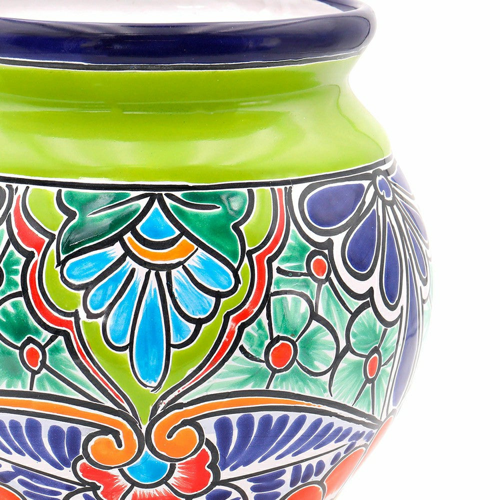 Green Talavera Tilted Chata Planter, Large | Plow & Hearth