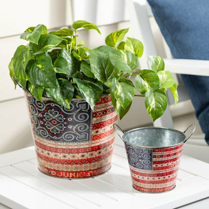 Americana BOHO by JG, Metal Planter, Nested Set of 2 | Plow & Hearth