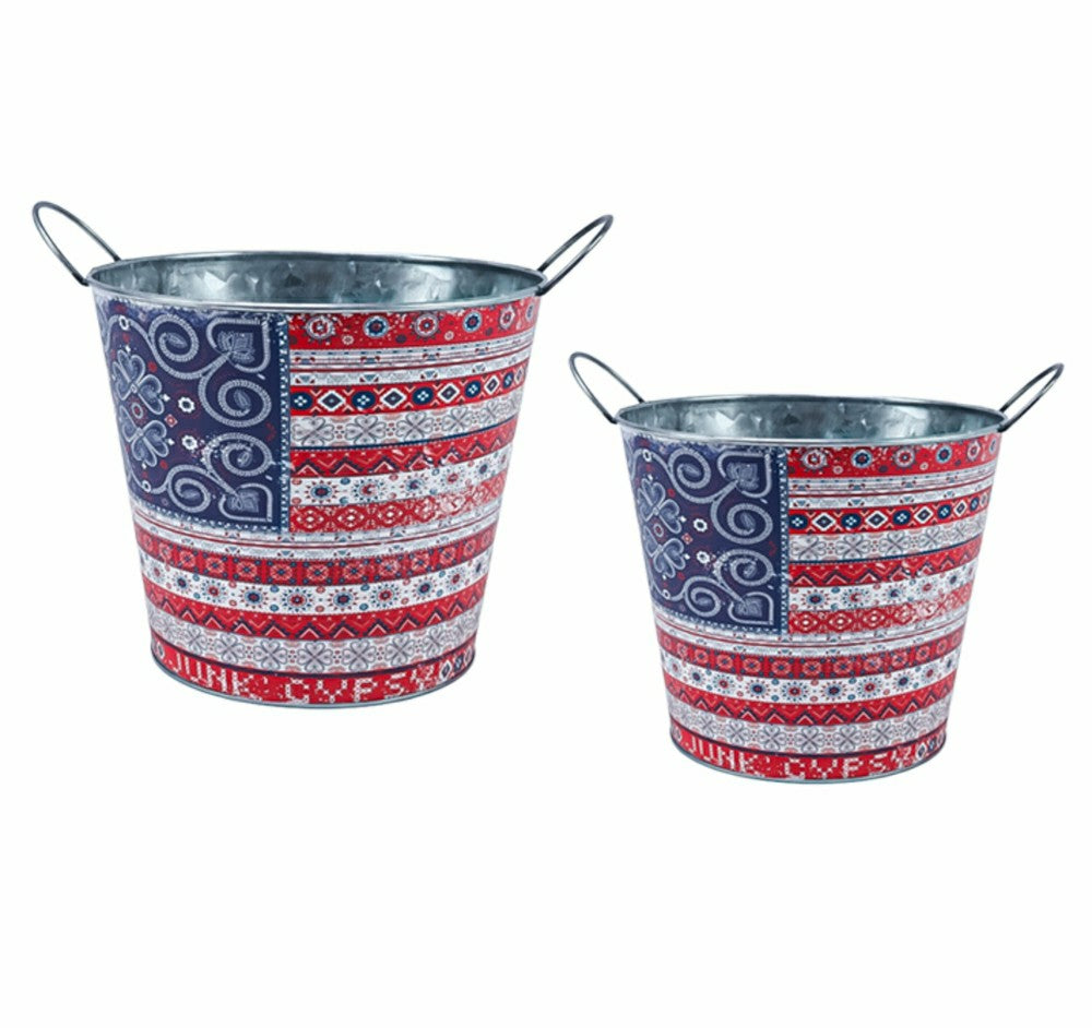 Americana BOHO by JG, Metal Planter, Nested Set of 2 | Plow & Hearth